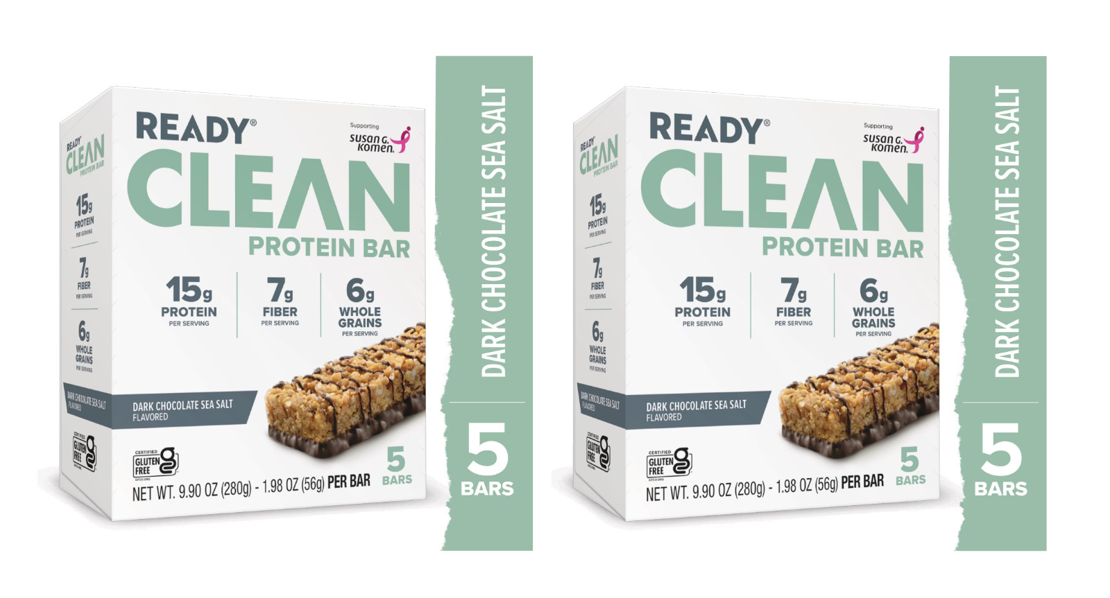 Ready Nutrition Dark Chocolate Sea Salt Clean Protein Bar, 5 Count PACK OF 2