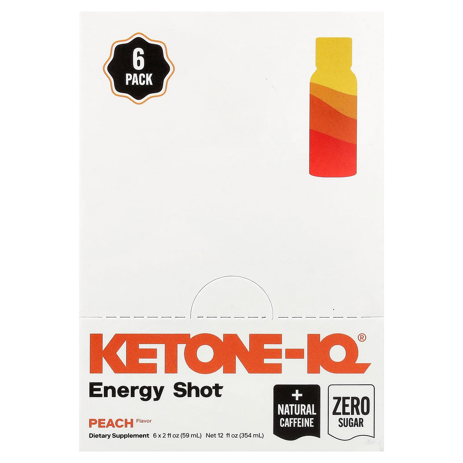 2 X Ketone-IQ, Energy Shot, Peach, 6 Bottles, 2 fl oz (59 ml) Each