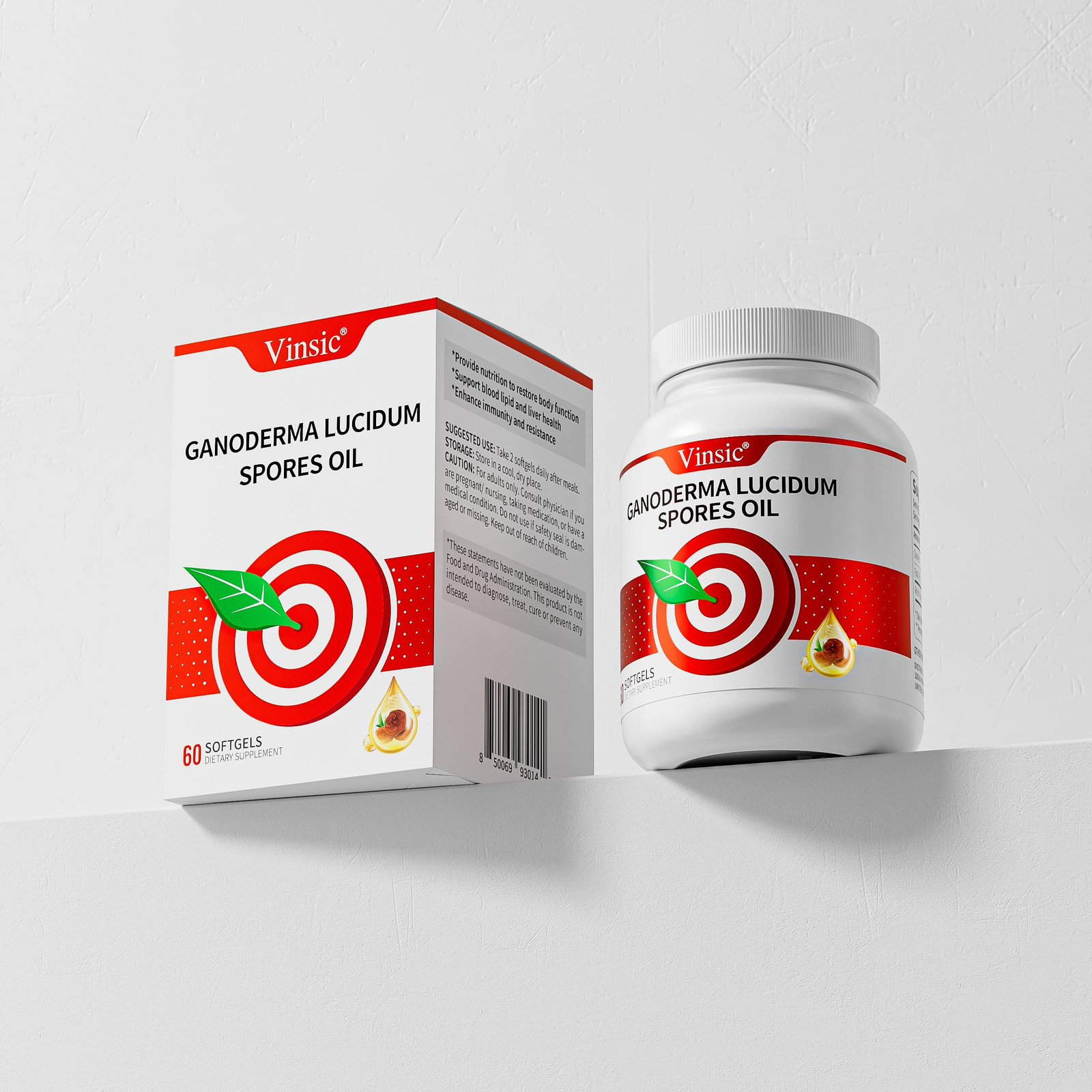 Concentrated Reishi Spore Oil 60 Softgels – Vinsic, ≥28% Triterpenes, Organic