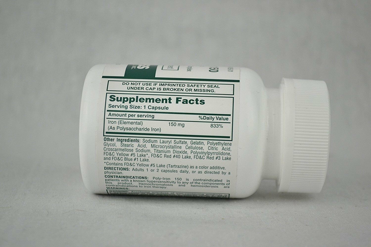 Cypress Pharmaceutical Poly-Iron Capsules Iron Dietary Supplement 150mg 100 ct