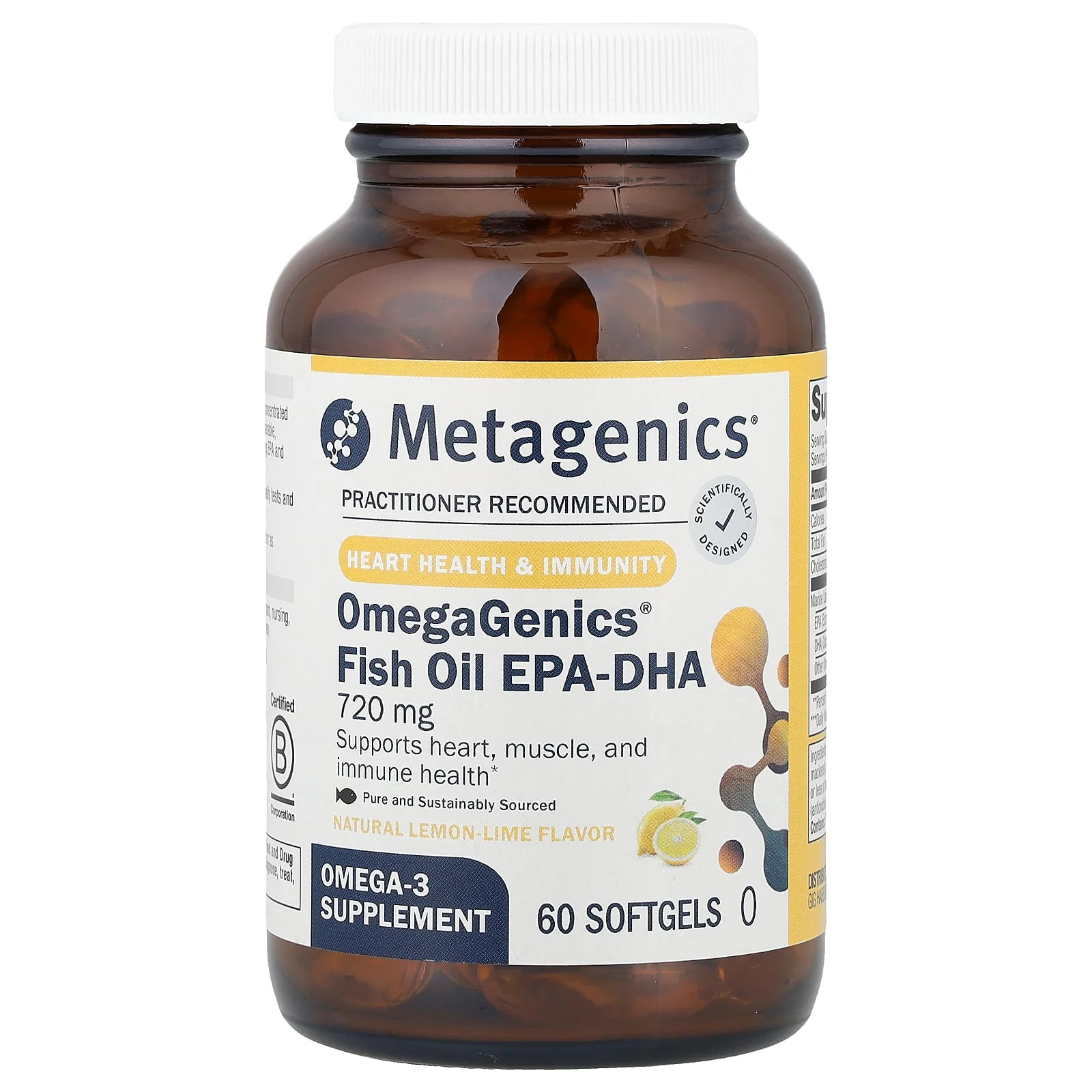 2 X Metagenics, OmegaGenics�, Fish Oil EPA-DHA, Natural Lemon-Lime, 720 mg, 60