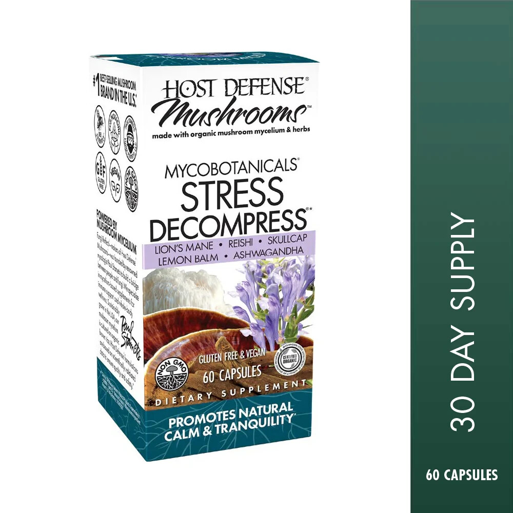 Fungi Perfecti Host Defense MycoBotanicals Stress Decompress 60 Veg Caps Organic
