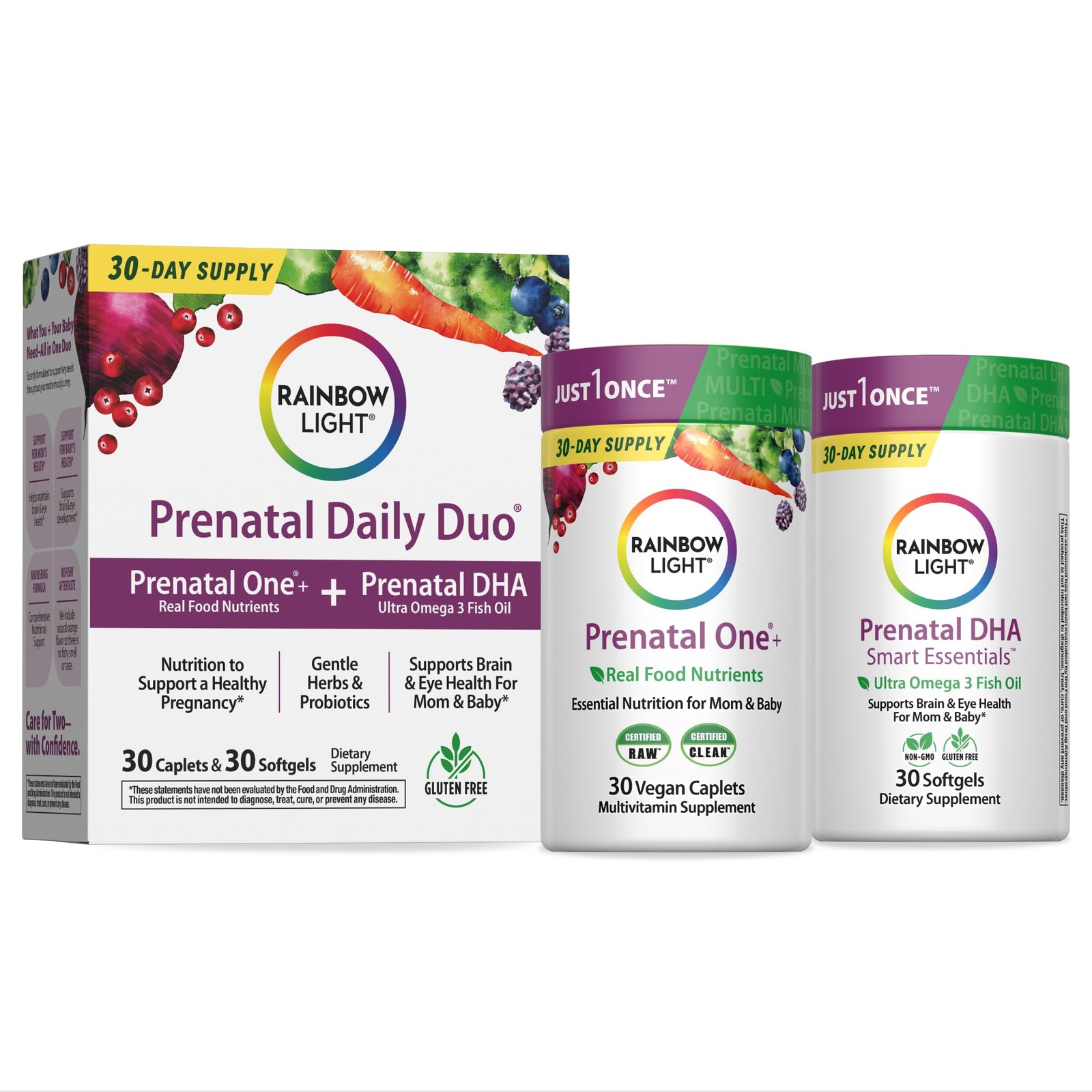Rainbow Light Prenatal DHA Vitamins for Women | 30 Count (Pack of 2), Green