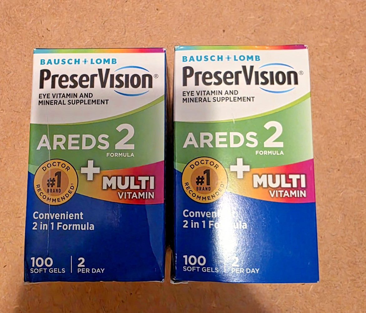 Bausch & Lomb PreserVision AREDS 2 + Multi Vitamin – 2 Box 100 Soft Gels 11/27+