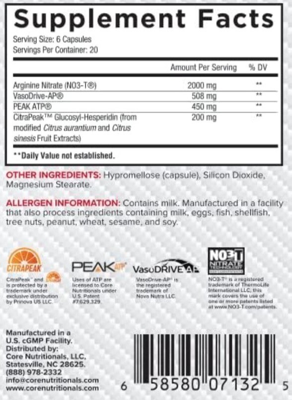 Core Nutritionals Peak, Non-Stimulant Preworkout with VasoDrive-AP® and Peak ATP