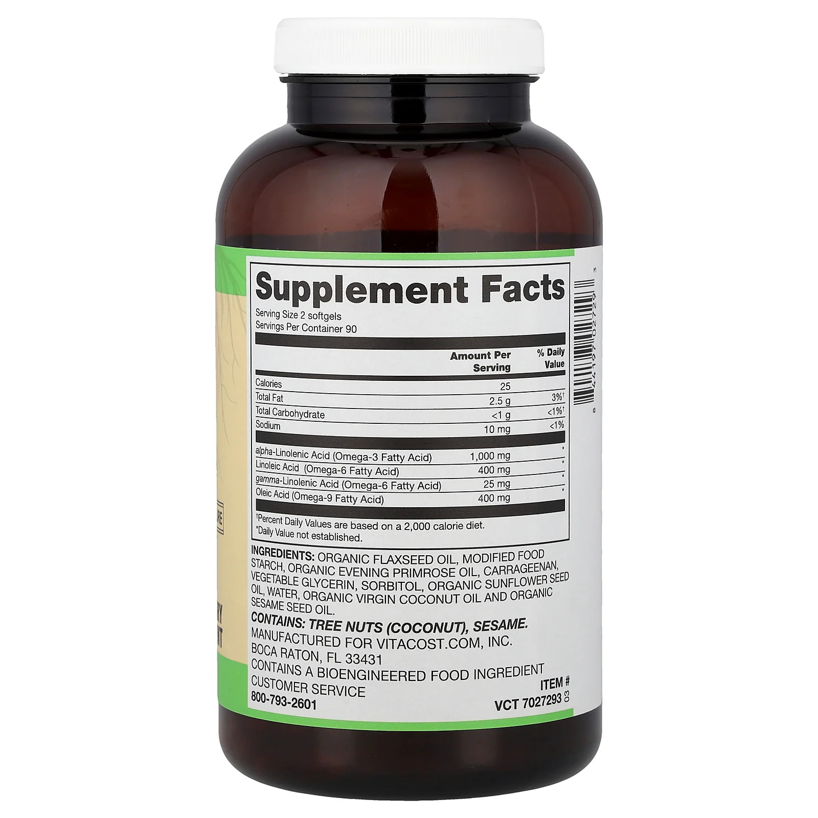 2 X Vitacost, Root2�, Plant-Based Omega 3-6-9, 180 Softgels
