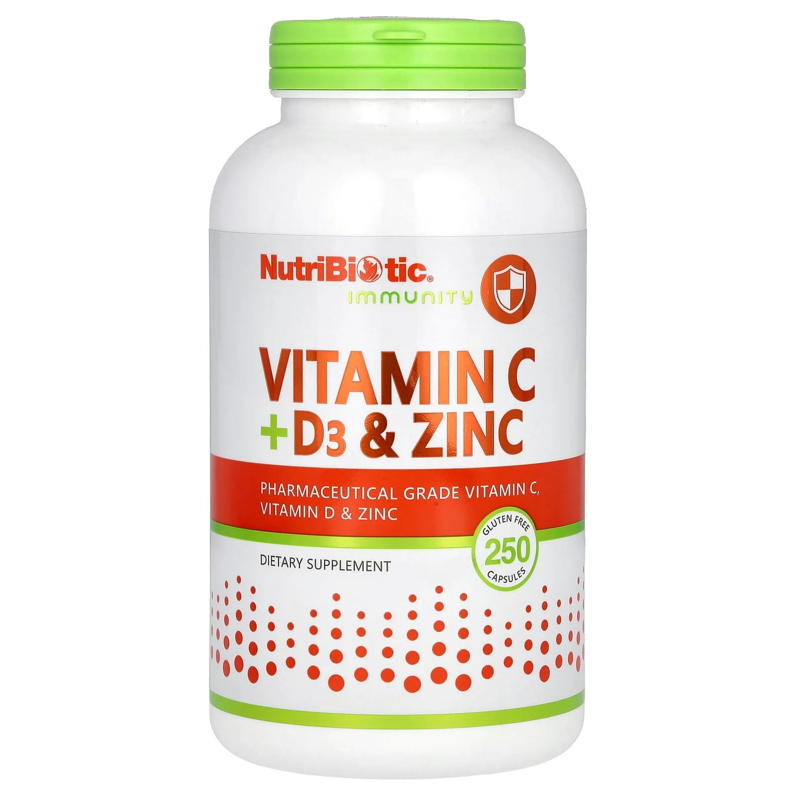2 X NutriBiotic, Immunity, Vitamin C + D3 & Zinc, 250 Capsules