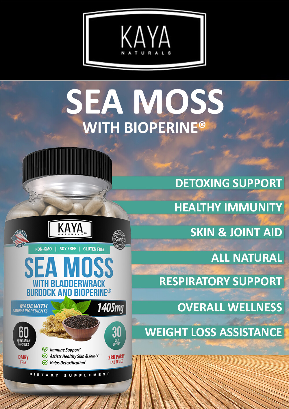 Organic Irish Sea Moss, Bladderwrack & Burdock, Thyroid & Immune Support