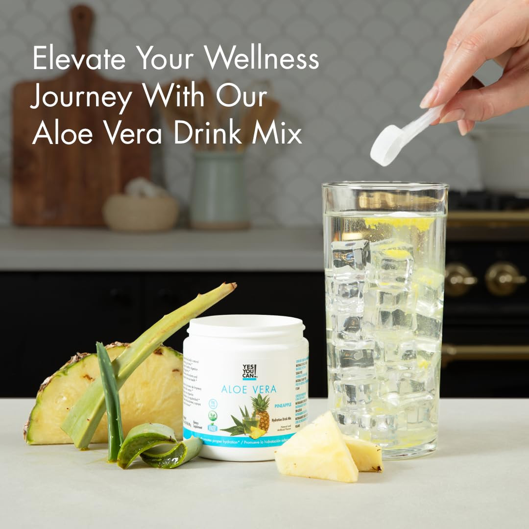 Yes You Can! Aloe Vera Juice Drink Mix from Plant – Energy Drink Powder – Organi