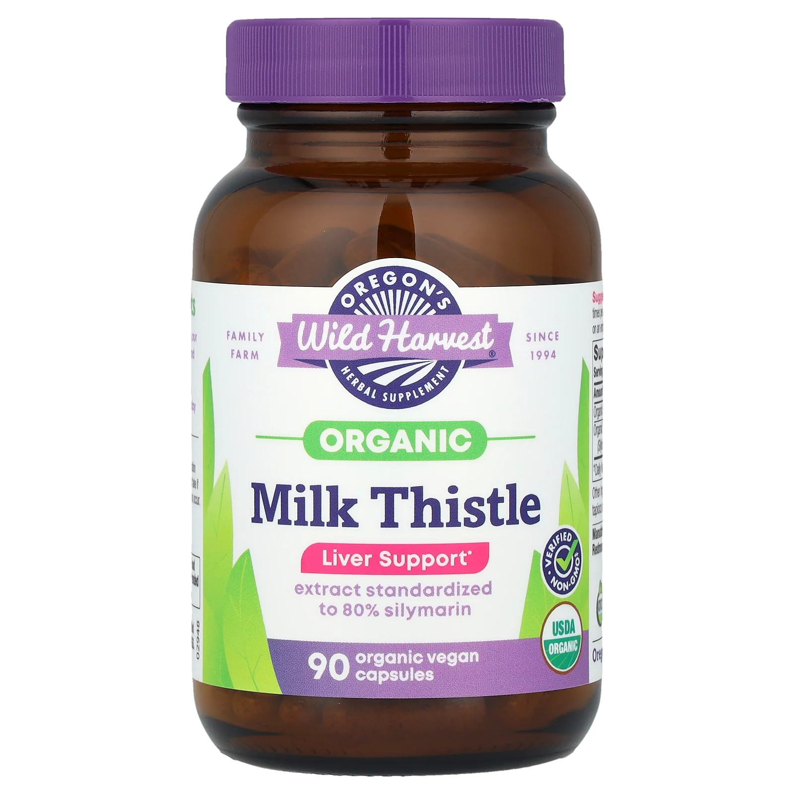 2 X Oregon’s Wild Harvest, Organic Milk Thistle, 90 Organic Vegan Capsules