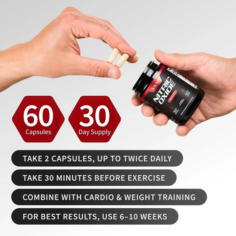 Snap Supplements Nitric Oxide Supplement w/L-Arginine to Supports Energy