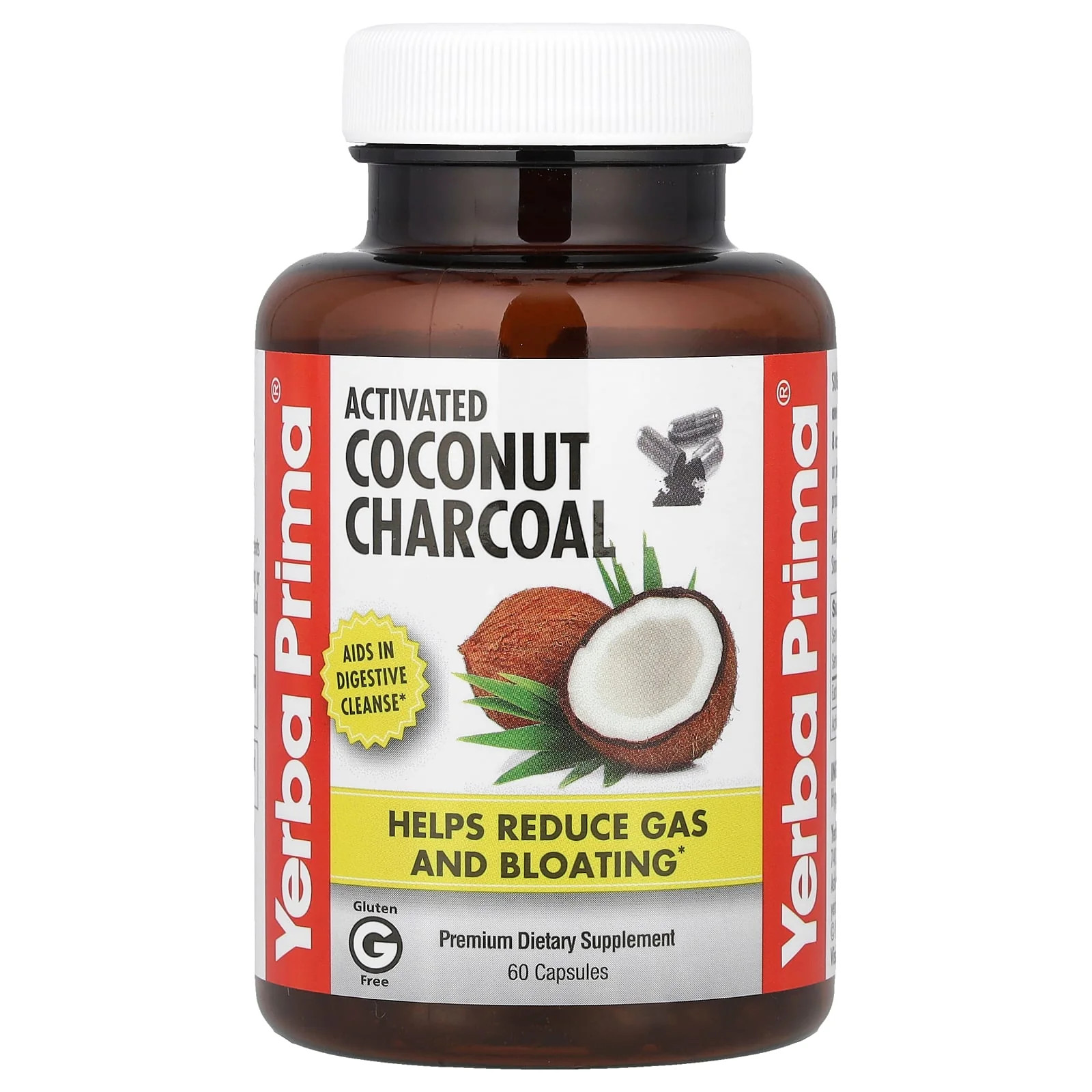 2 X Yerba Prima, Activated Coconut Charcoal, 60 Capsules (130 mg per Capsule)