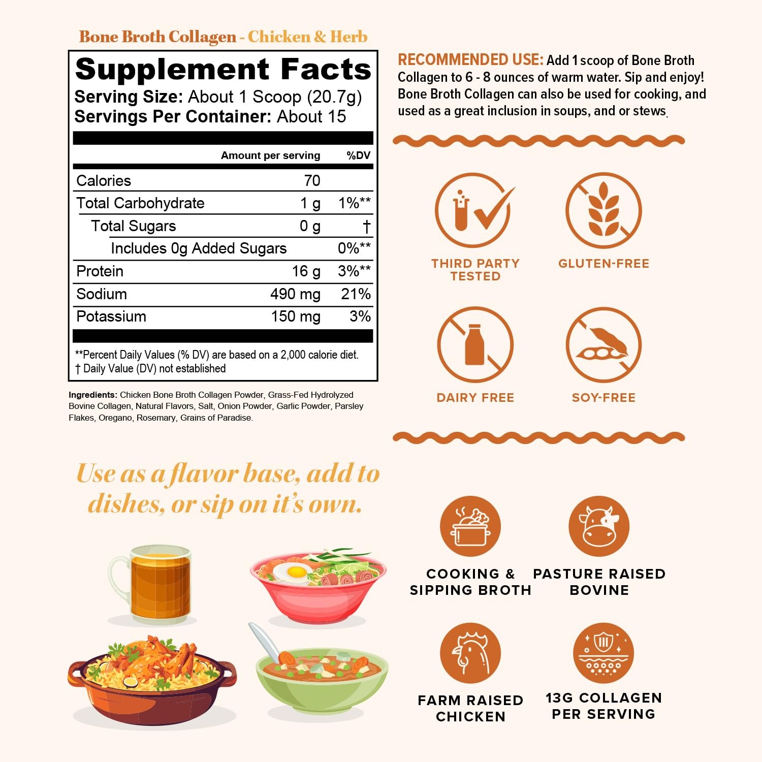 Vitauthority Bone Broth Collagen Delicious Chicken Noodle Flavored – Packed