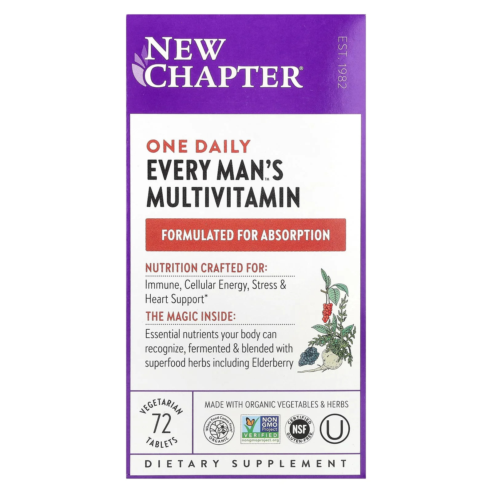 2 X New Chapter, One Daily Every Man’s Multivitamin, 72 Vegetarian Tablets