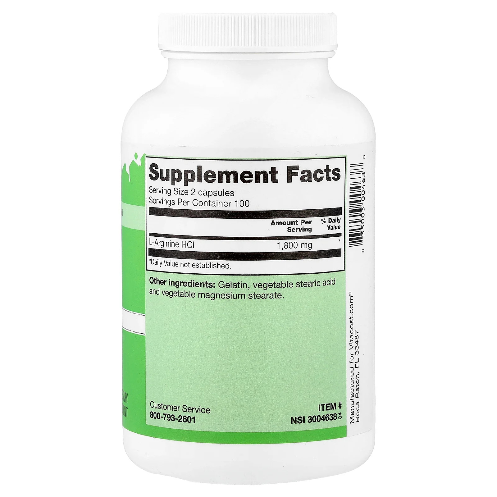 2 X Vitacost, L-Arginine HCl, 200 Capsules (900 mg per Capsule)