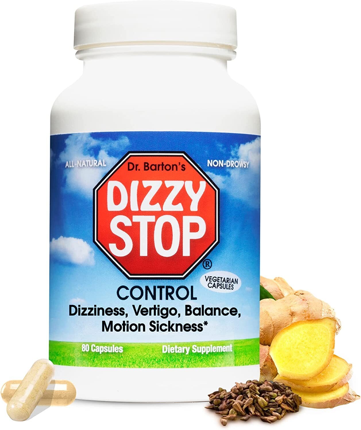 DizzyStop – Herbal Supplement for Vertigo Relief, Dizziness, Motion Sickness