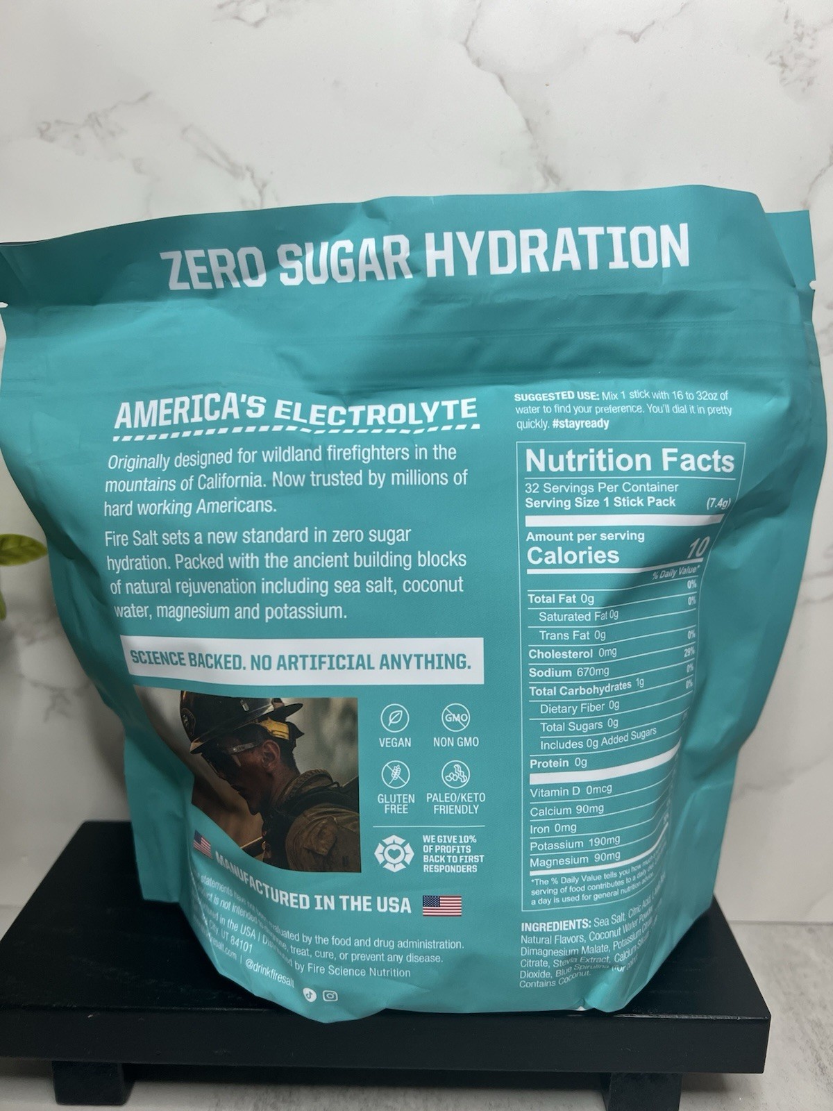 Fire Salt Hydration Electrolyte Drink Mix Zero Sugar Firecracker 32 Packs