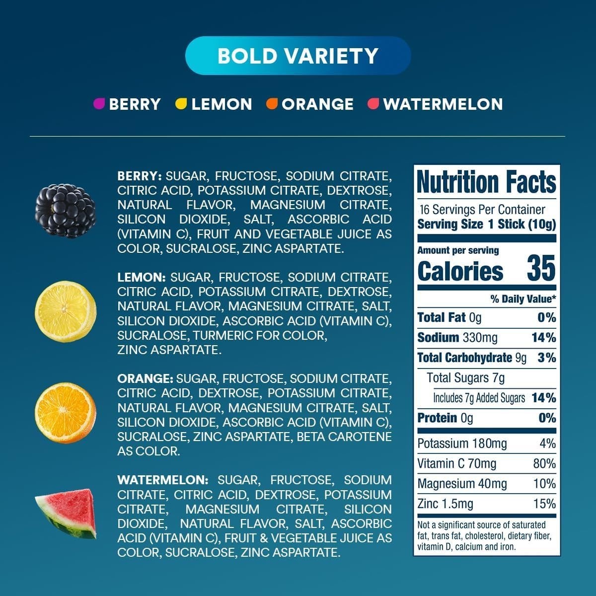 Hydration on-the-Go: 16 Electrolyte Drink Mix Packets – Sugar-Less Delight