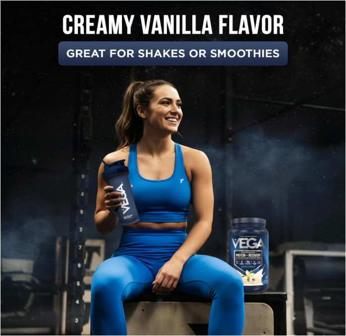 Vega Protein + Recovery, Vanilla, 30g Vegan Protein, 20 Servings