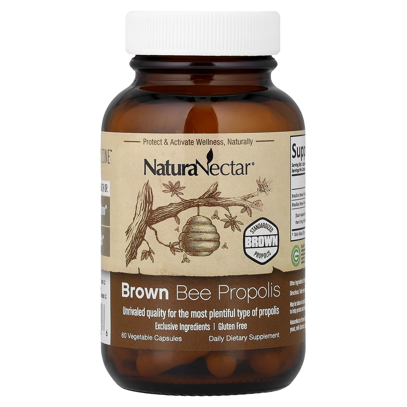 2 X NaturaNectar, Brown Bee Propolis, 60 Vegetable Capsules