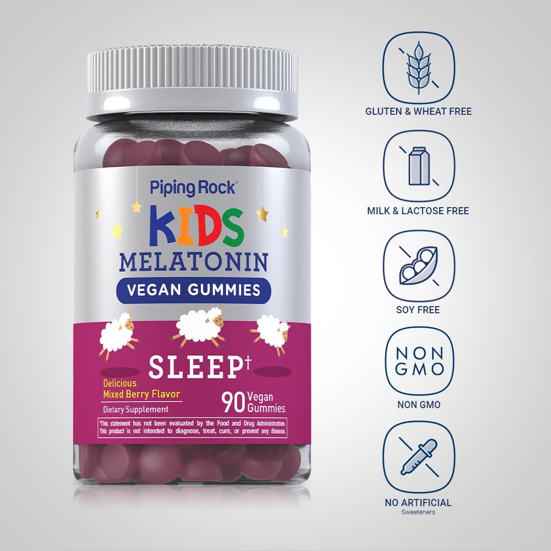 Piping Rock Kids Melatonin Gummies | 1mg | 90 Count | Supplement for Children |