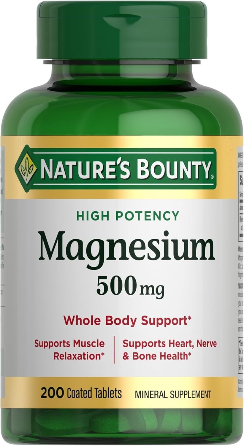 Nature’s Bounty Magnesium Supplements 500 Mg 200 Count (Pack of 1)