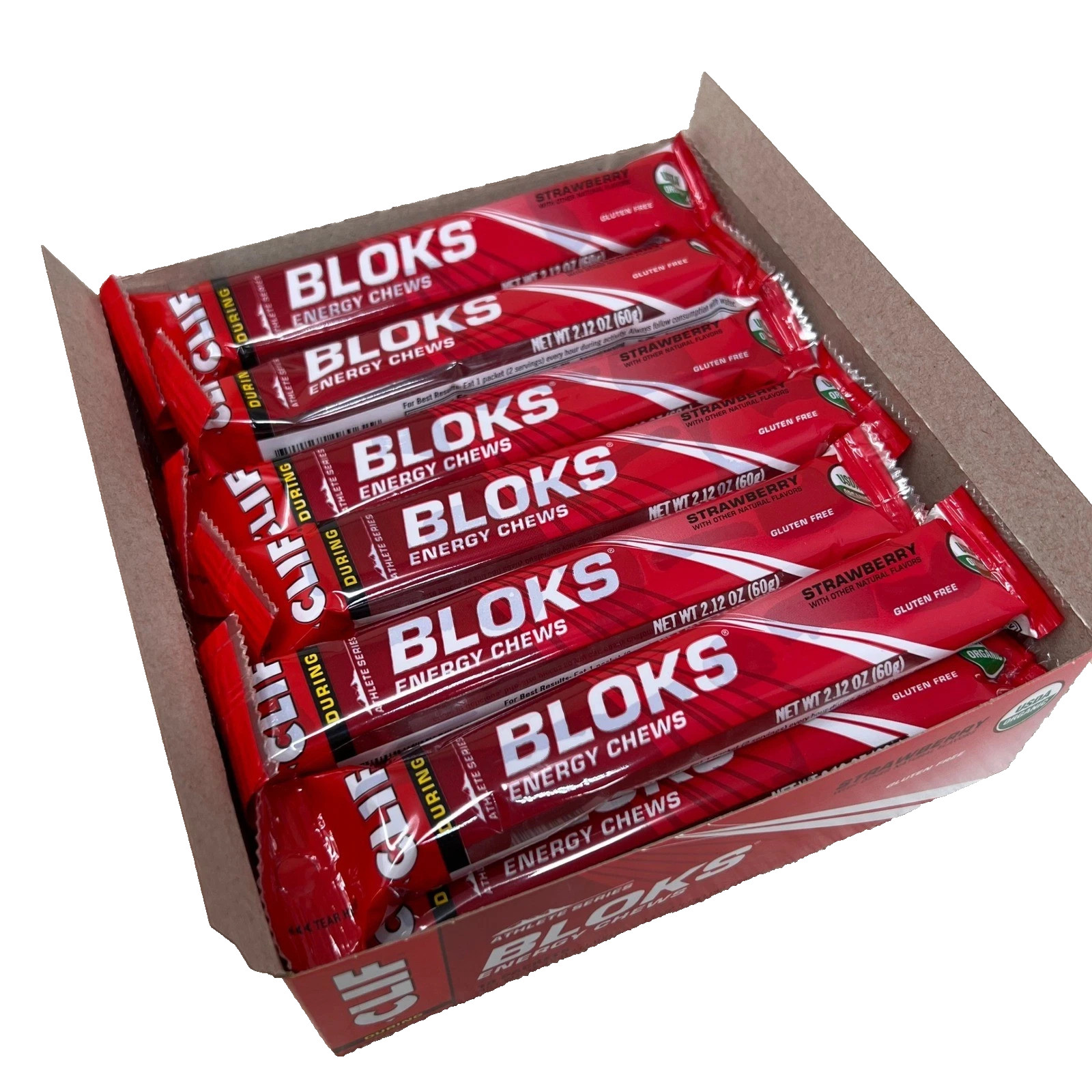 Clif Bar Bloks Energy Chews STRAWBERRY 18 Ct Expires 03/2027 FREE SHIPPING