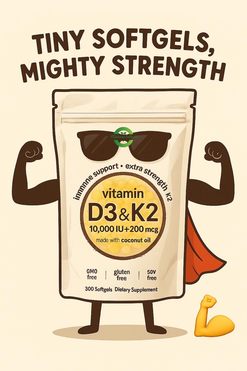 Vitamin D3 10000 iu Plus K2 (MK-7) 200 mcg, 300 Virgin Coconut Oil Softgels