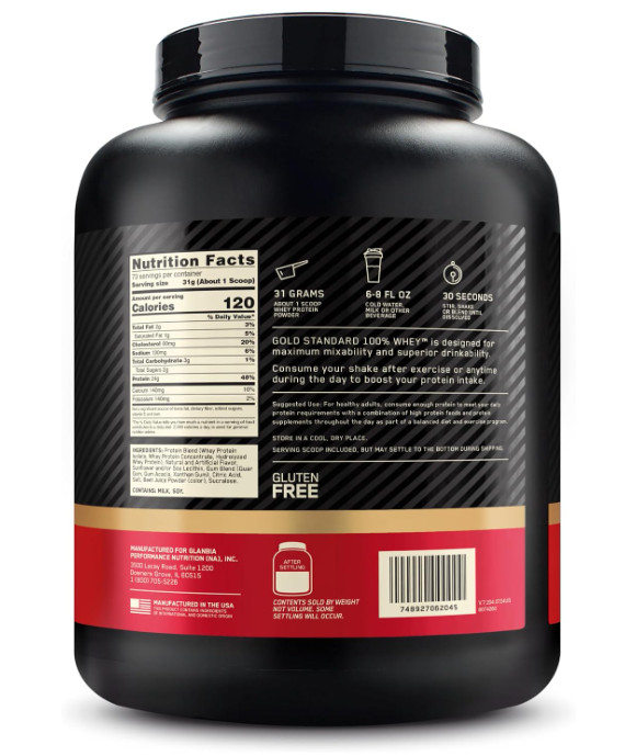 Optimum Nutrition Gold Standard 100% Whey Protein, Strawberries & Cream, 5 lb