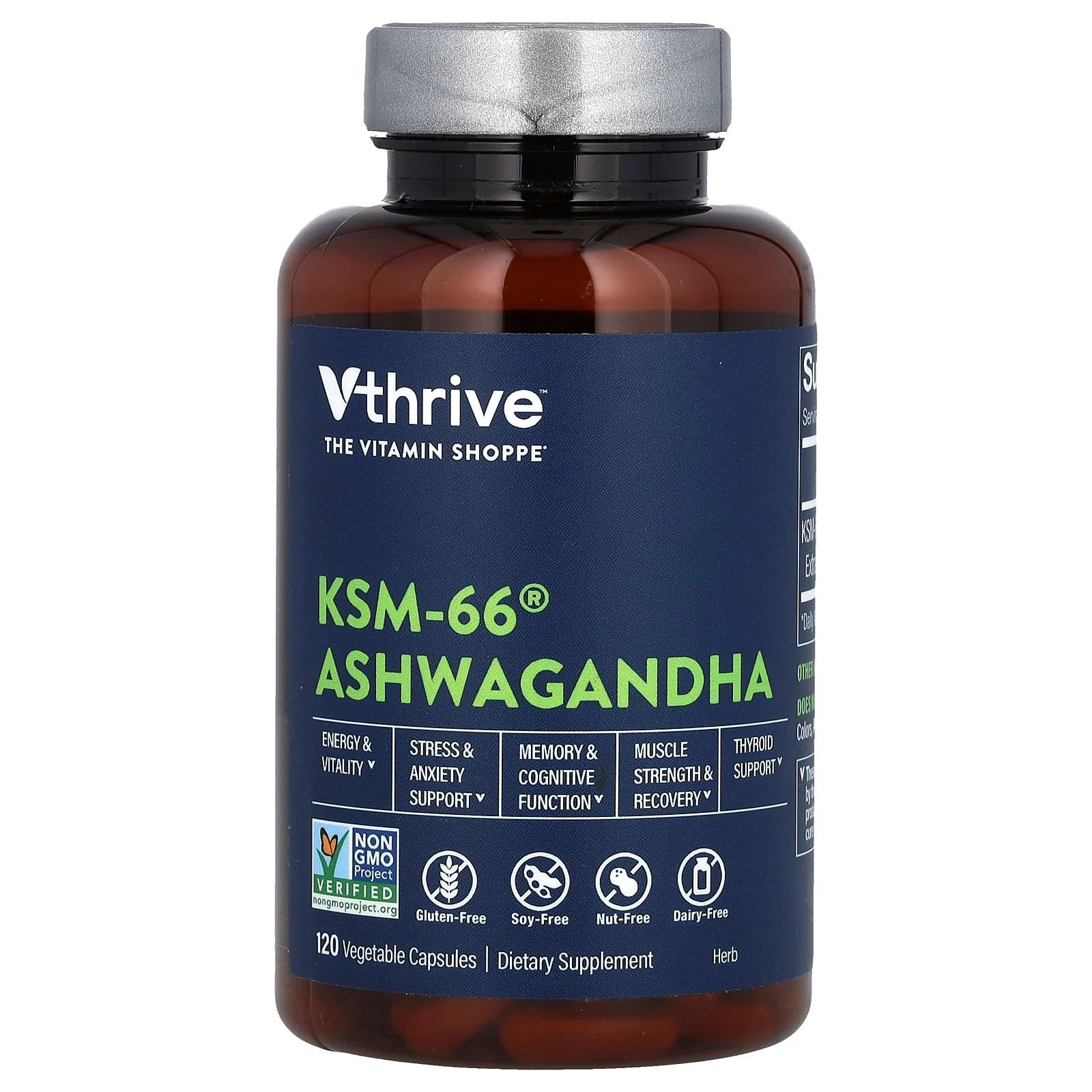 2 X Vthrive, KSM-66 Ashwagandha, 120 Vegetable Capsules (300 mg per Capsule)