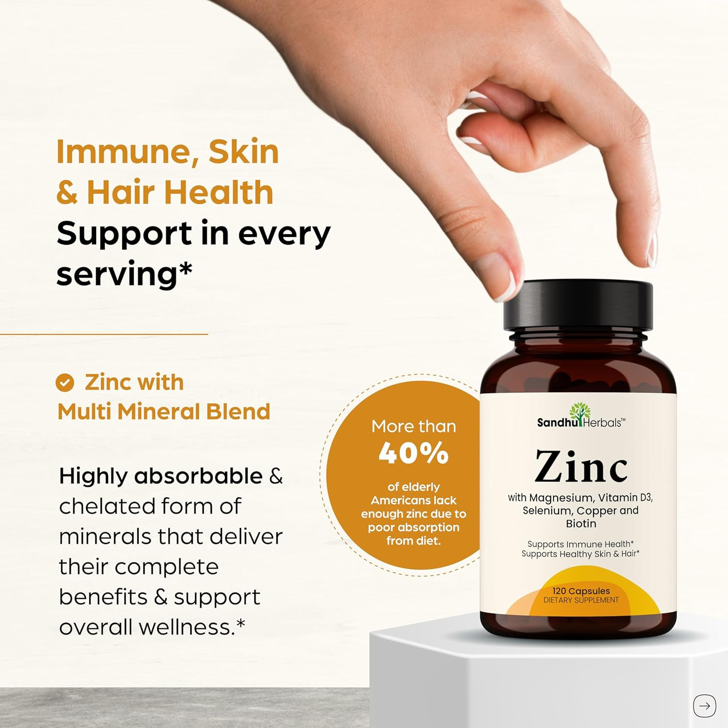 Zinc 30Mg with Copper, Selenium & Vitamin D3 | 120 Capsules | Magnesium, Vitamin