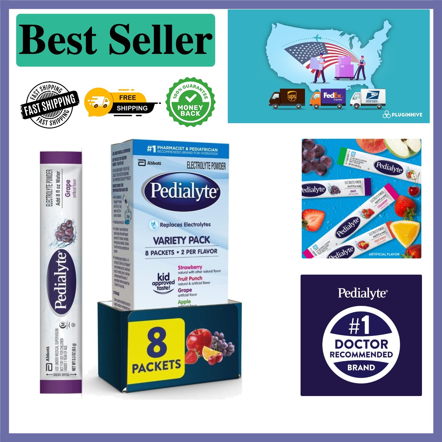 Doctor-Recommended Hydration Drink – 8 Pack Electrolyte Powder Variety Flavors