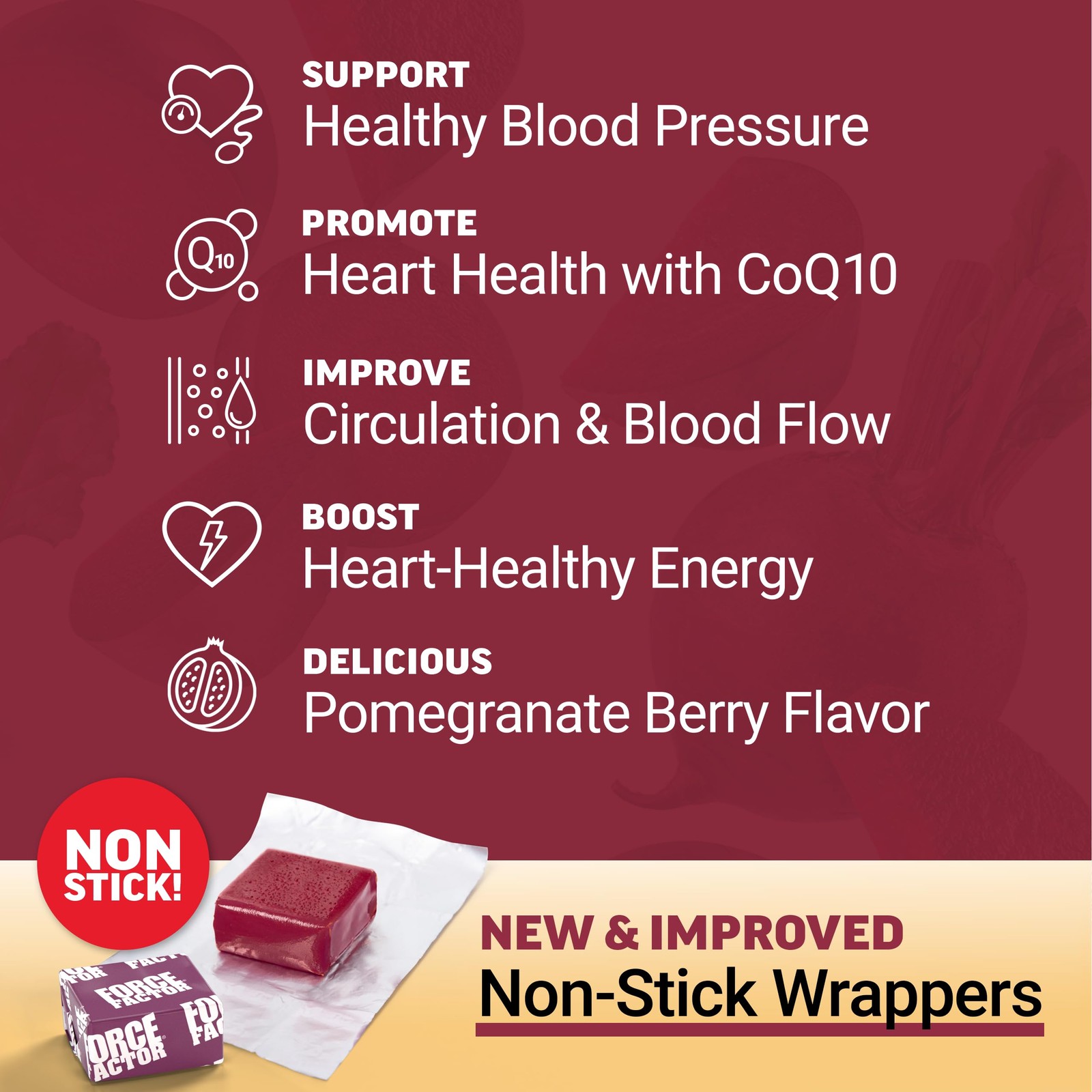 Improved Total Beets Heart Health Soft Chews 4 CoQ10 1 in Blood Pressure Support