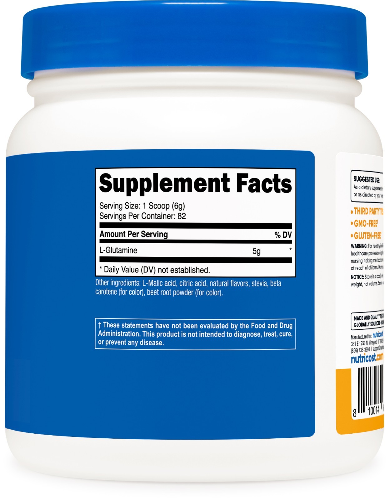 Nutricost Peach Mango L-Glutamine Powder Sweetened with Stevia (500 Grams)