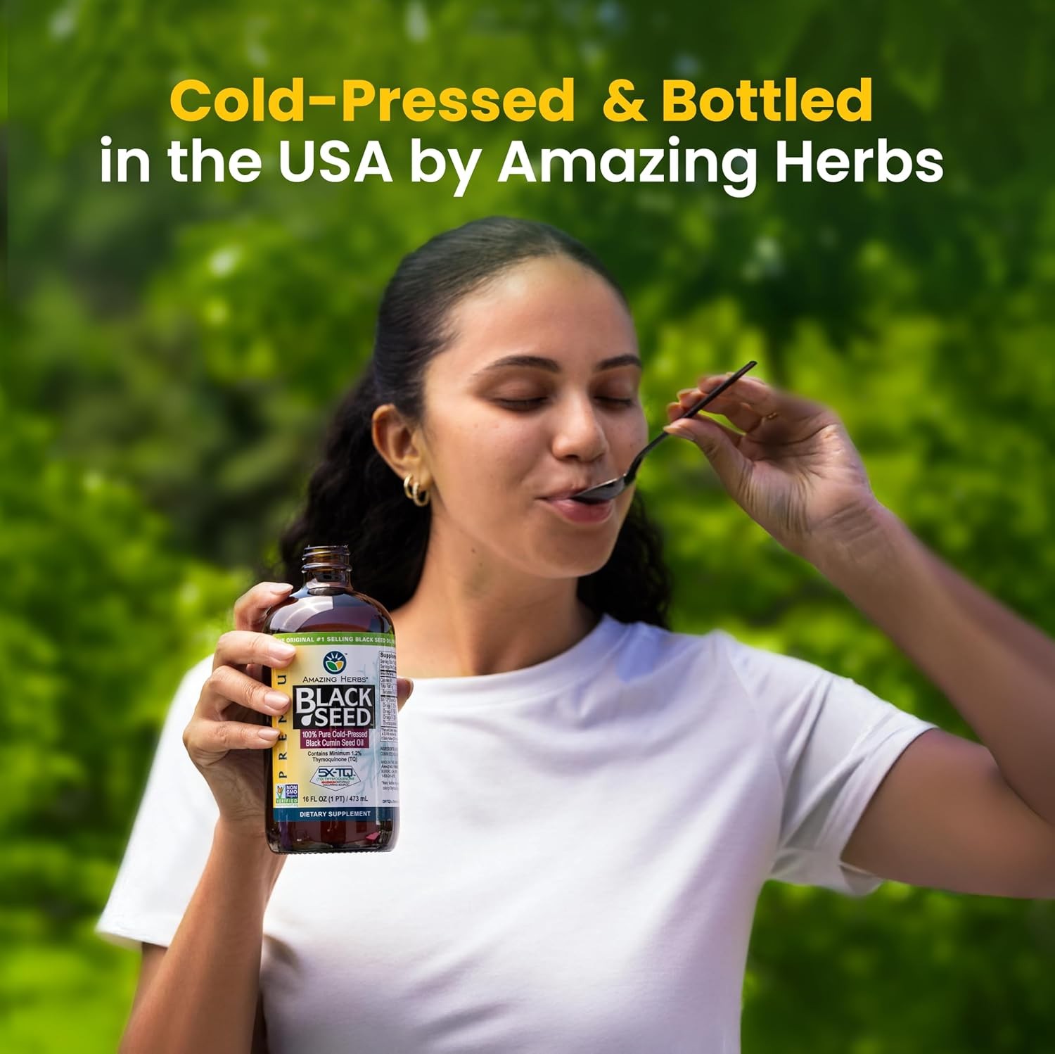 Amazing Herbs Premium Black Seed Oil – Cold Pressed Nigella Sativa Aids in Diges