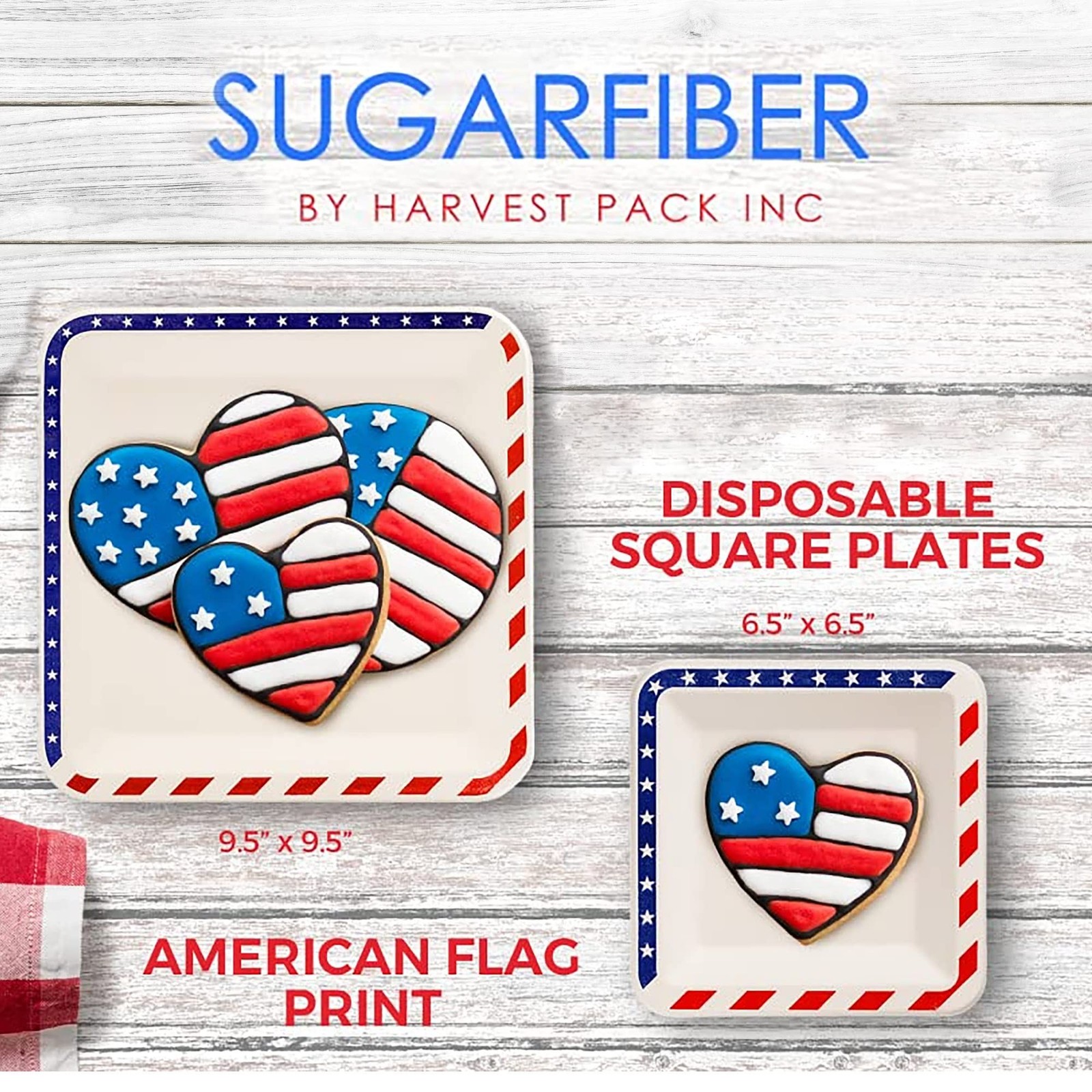 [50 COUNT]Harvest Pack PFAS FREE 6.5-inch American Flag Patriotic Party Dispo…
