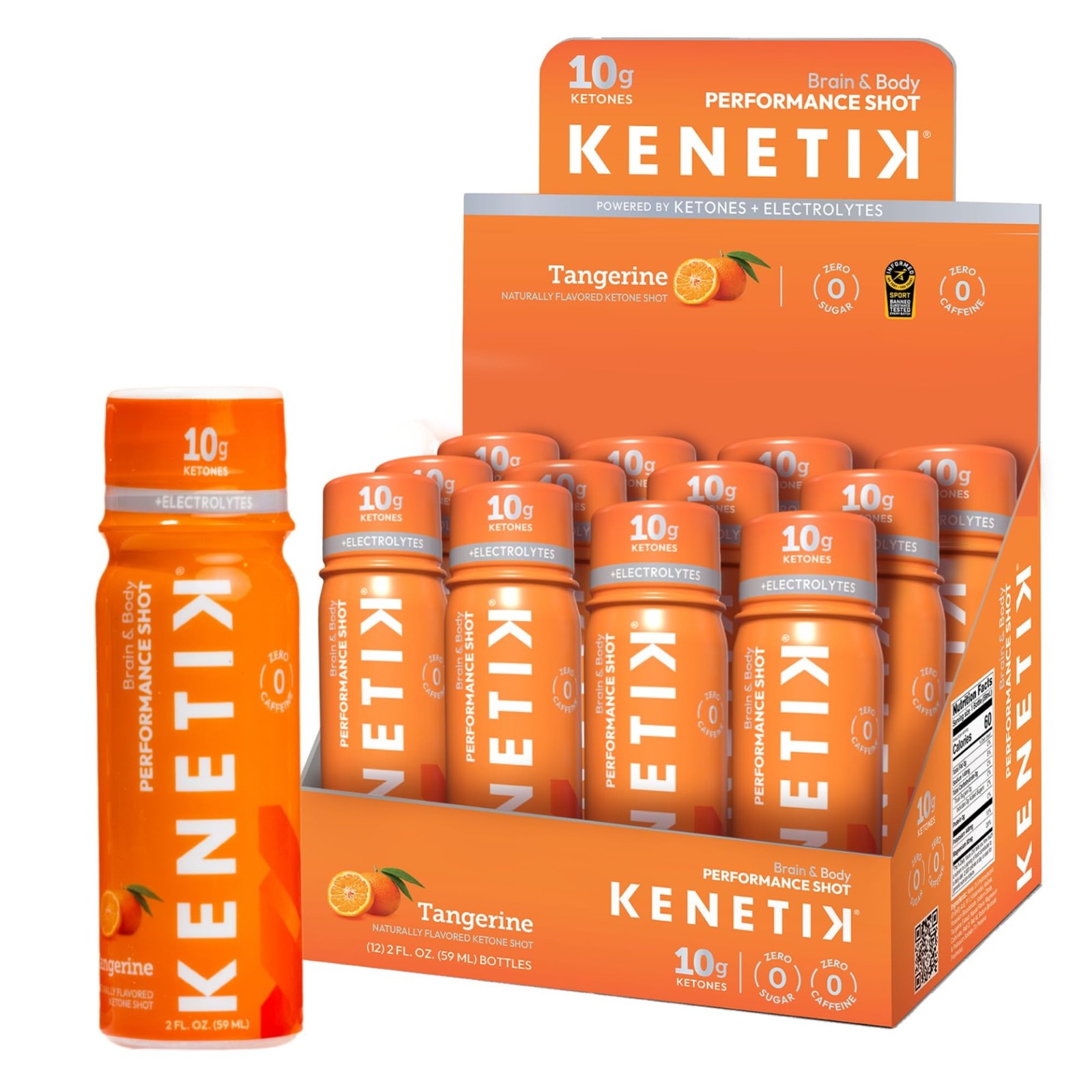 Kenetik Ketone Shots, 10g Ketones for Daily Focus, Clarity, Energy, Electrol…