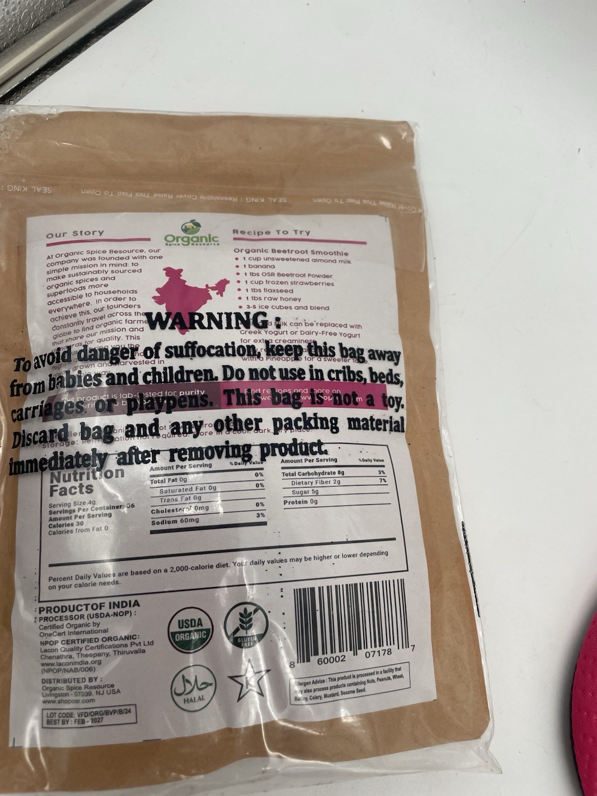 Organic Beet Root Powder (Beta vulgaris) Boost Nitric Oxide 8, Oz Premium FS&H