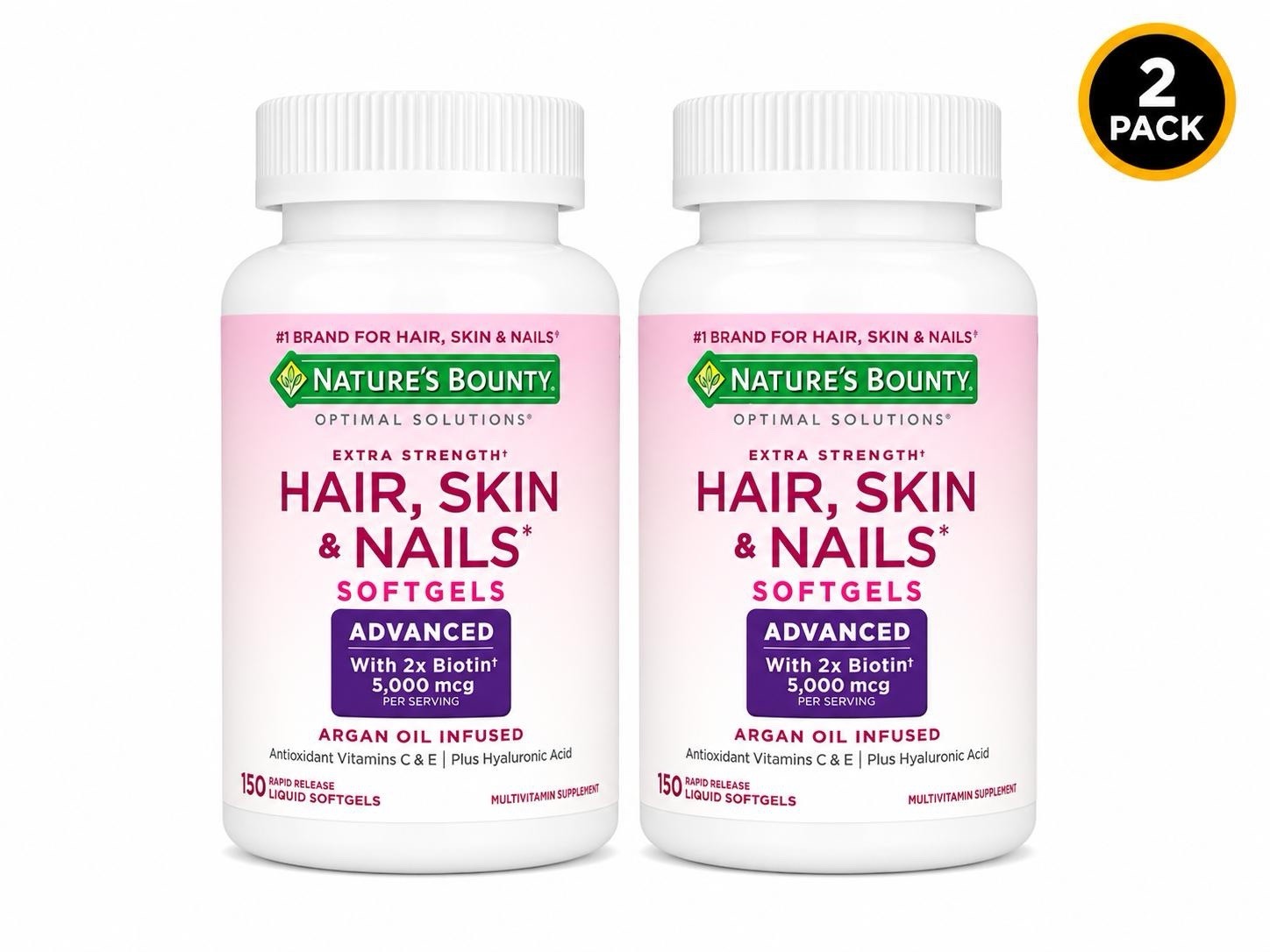 Nature’s Bounty Hair Skin & Nails 5000mcg 150 Count Each Exp: 04-2027+ M37