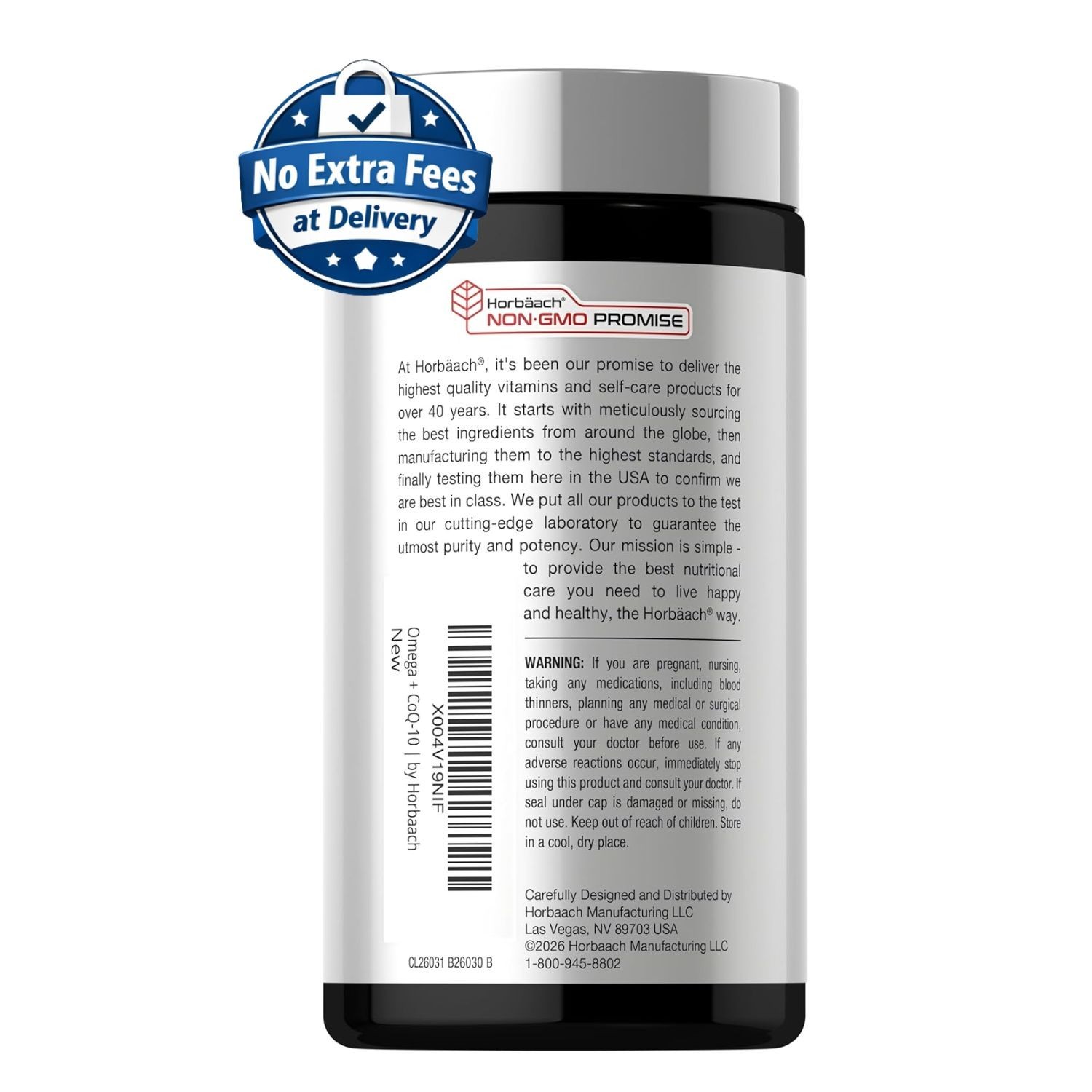 Omega + CoQ-10 | 2030mg Fish Oil & 1280mg Omega-3s | 60 Softgels, Non-GMO