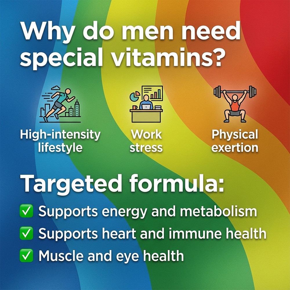 Men’s Multivitamin–Energy Supplement,Immune,Heart,Metabolism Support 30-120 Caps
