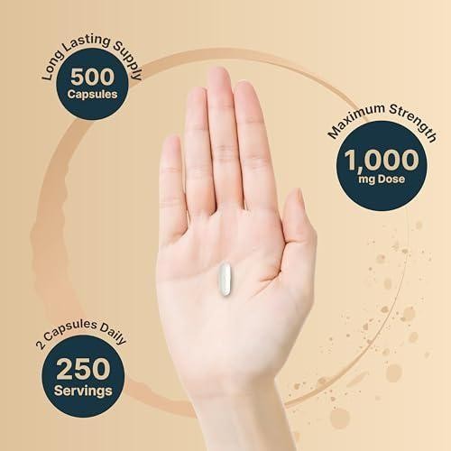 Naturebell Taurine 1,000mg Per Serving, 500 Capsules | Essential Amino Acids for