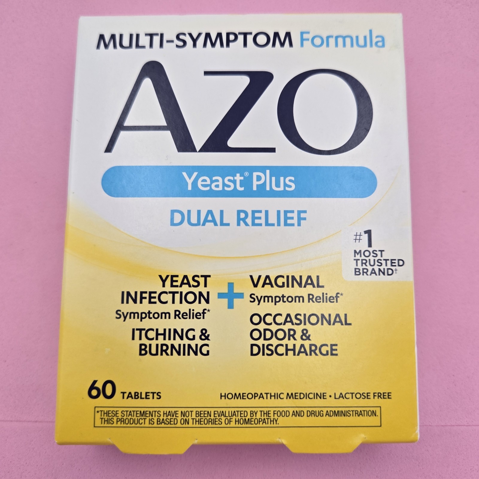 AZO Yeast Plus Dual Relief Yeast Infection + Vaginal Symptom Relief 60 Tablets