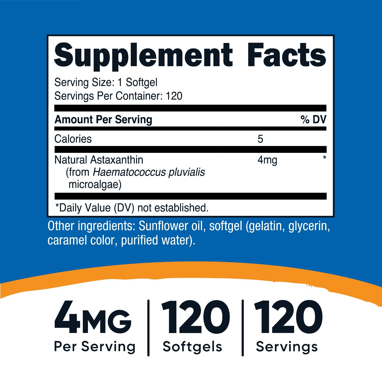 Nutricost Astaxanthin 4mg, Gluten Free and Non-GMO, 120 Softgels