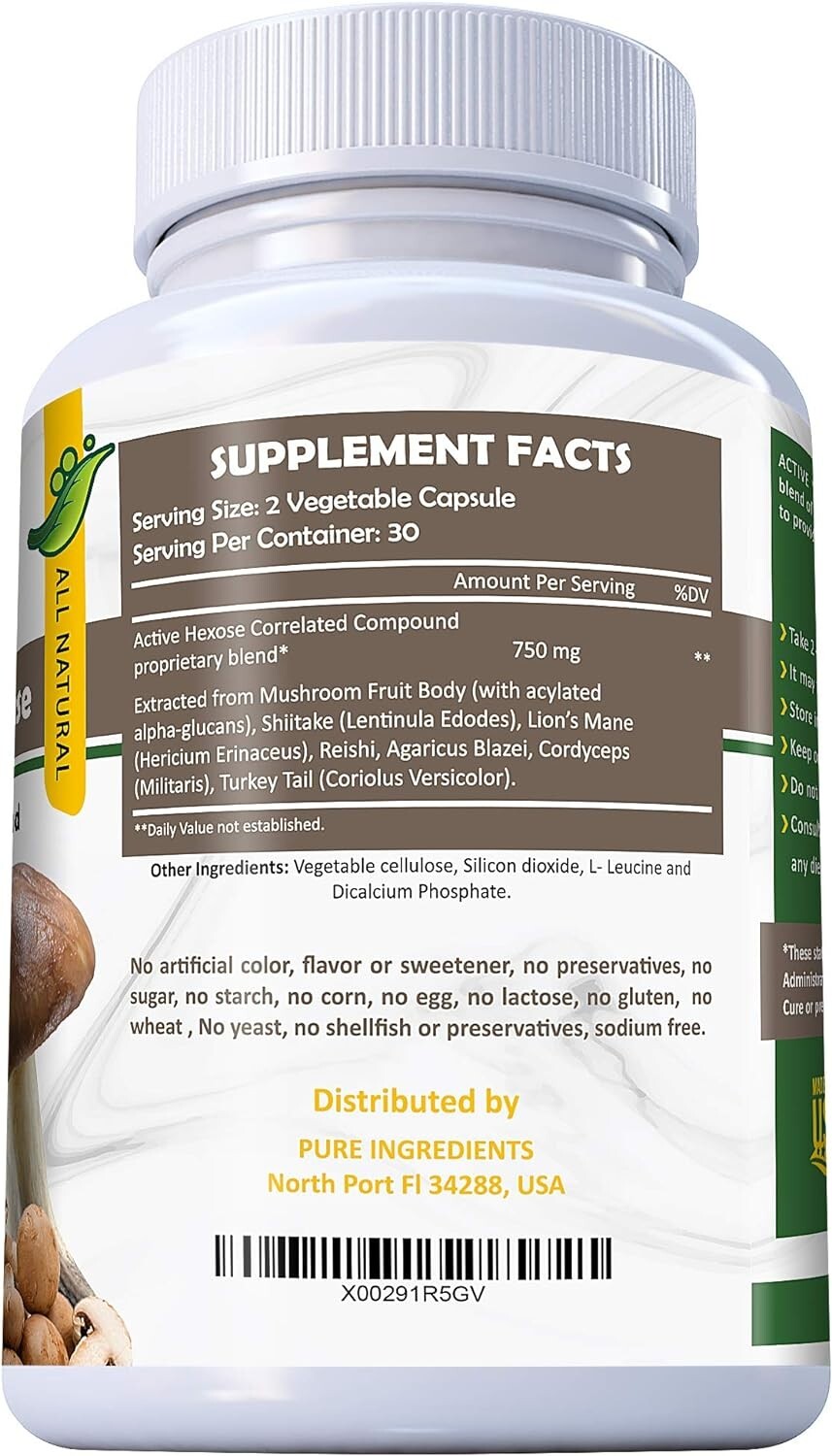 Six Mushroom Supplement Defense with Active Hexose Correlated Compound 750mg