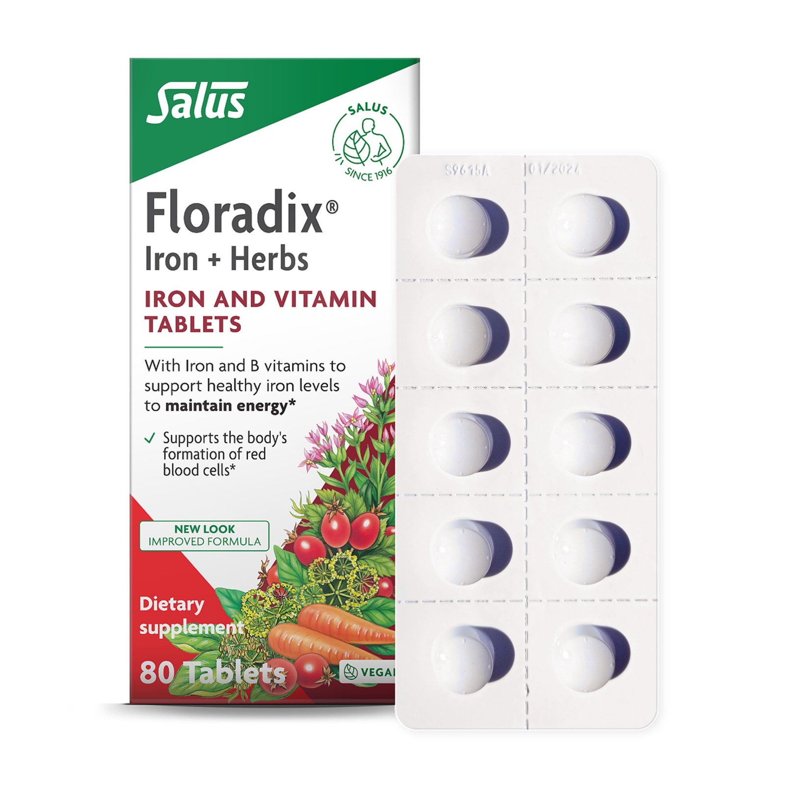Floradix Iron Tablets – Iron Supplement with B Vitamins, Folic Acid, Vitamin…