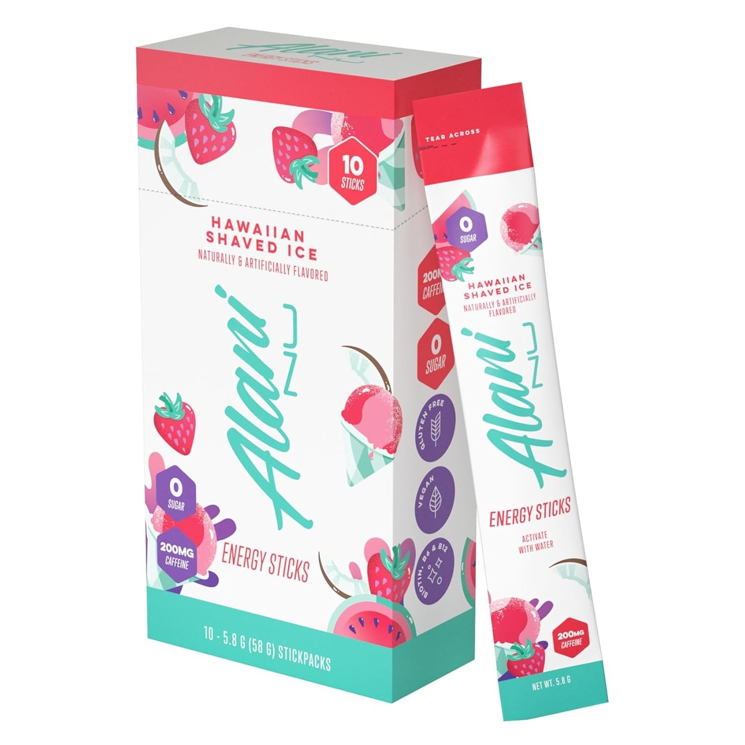 Hawaiian Shaved Ice Energy Sticks – 200mg Caffeine, 10 Cal, & Gluten-Free