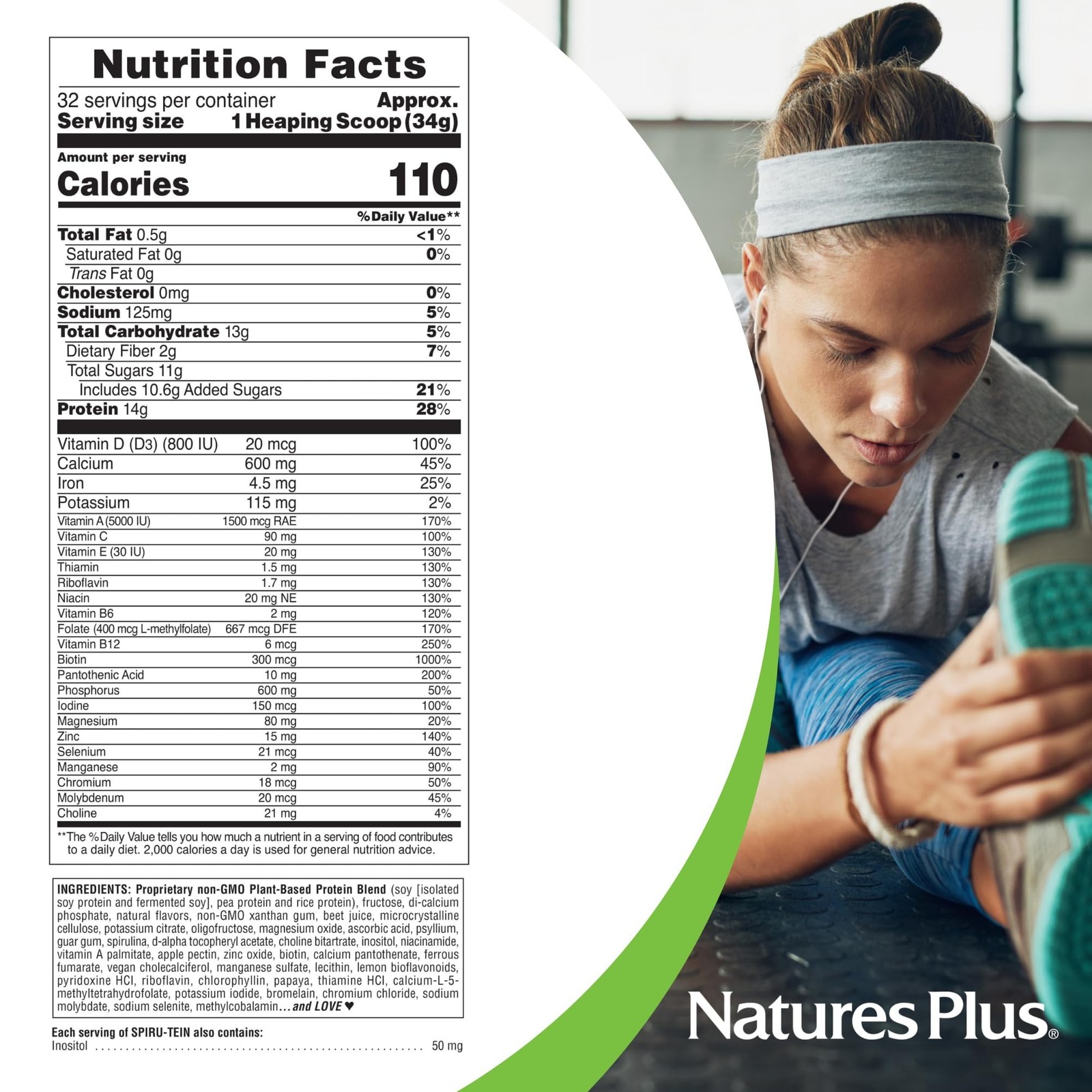 NaturesPlus SPIRU-TEIN, Strawberry – 2.4 lb, Pack of 2 – Plant-Based Protein …