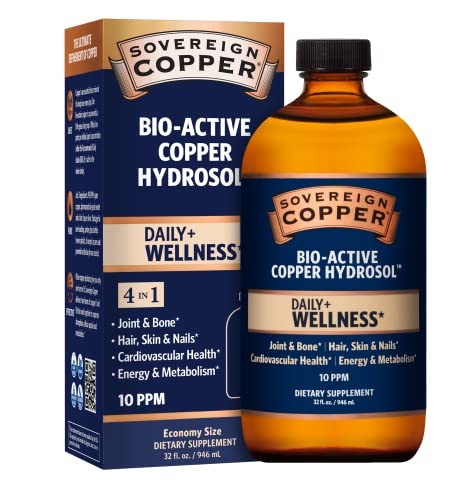 Sovereign Copper Bio-Active Copper Hydrosol, Daily+ 4-in-1 Wellness Supplemen…