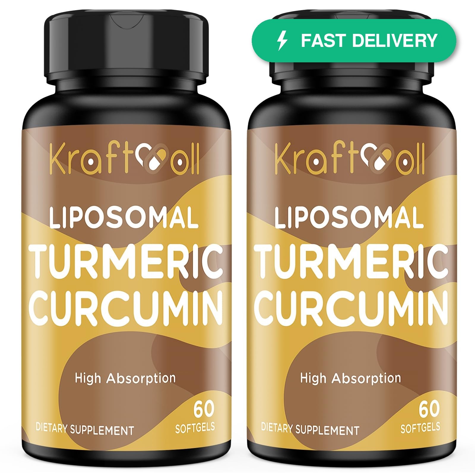 Kraftvoll Liposomal Turmeric Curcumin 2200mg with Black Pepper Softgels 60ct